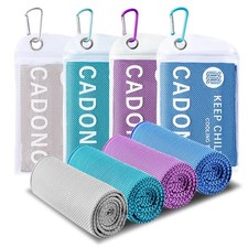 4 Pack Cooling Towel 40"x12" , Soft Large, Grey/Lake Blue/Purple/Light Blue