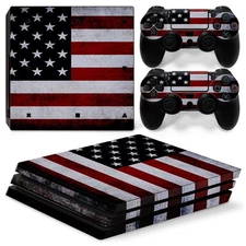 Sony PS4 PLAYSTATION 4 Pro Skin Sticker Screen Protector Set - USA 2 Motif