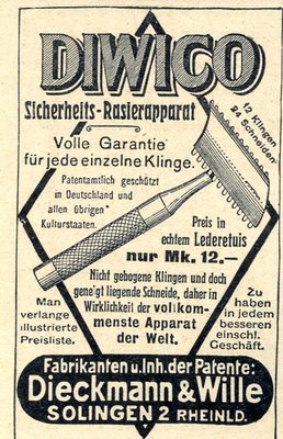 Dieckmann & Wille Solingen SICHERHEITS-RASIERAPPARAT 1908