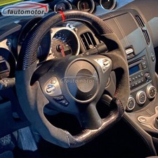 Real Carbon Fiber Alcantara Leather Steering Wheel For 08-21 Nissan 370Z