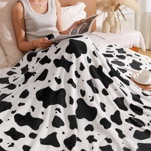 Cute Throw Blanket Soft Blanket Flannel All-Season Couch Cozy 60*70 Inch Cow - Picture 3 of 6