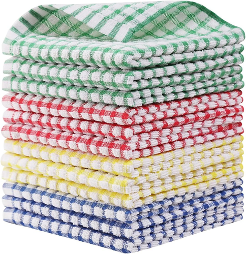 12 Packs Kitchen Dishcloths 12X12 Inches 100% Cotton Kitchen Dish Cloths for Was