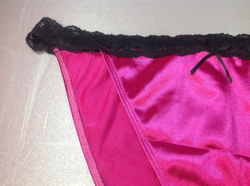 Bragas para mujer, bikinis ILUSION talla S. rosa satinado sedoso con cintura y decoración - Imagen 5 de 8