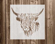 Highland Cow Stencil, Durable Handmade Mylar Reusable Craft Template, 2182