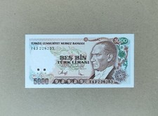 Turkey 5000 - 5.000 Turkish Lira 1970 ND 1990 Pick 198 UNC. President Ataturk