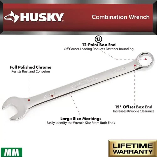 Durevole Husky Set di chiavi 24 pezzi combinazione acciaio legato cromato MM/SAE - Foto 3 di 15