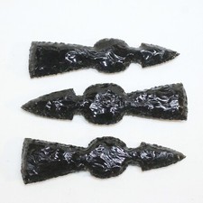 3 Obsidian Ornamental Tomahawk Heads 4810 Ax Axe Hatchet