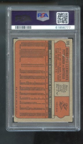1972 Topps #309 Roberto Clemente PSA 1 Graded Baseball Card Pittsburgh Pirates - Picture 2 of 2