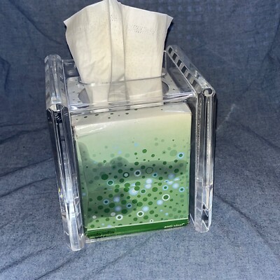 MidCentury Modern ARONIE LUCITE Clear Acrylic Tissue Box Holder Cover MCM Vintag