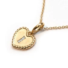 DAVID YURMAN New Heart Initial Charm I 18K Yellow Gold & Diamond 18" Necklace