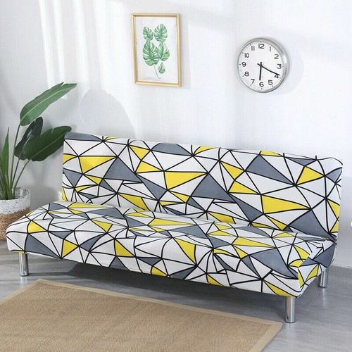 Elastic All-Inclusive Folding Sofa Bed Cover Solid Color Futon Armless Slipcover - Picture 60 of 128