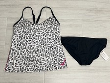 NIKE SWIM Tankini 2 Piece Swimsuit Black And White NWT Size M Medium
