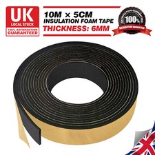 Self Adhesive Neoprene Backed Foam Sponge Strip Roll Sheet Tape Sticky Seal 10M