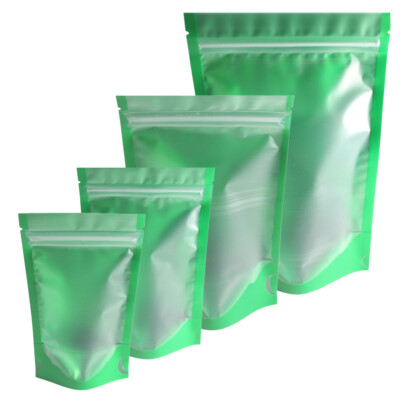 200 New Matte Translucent Green Stand Up QuickQlick  Mylar Bags Different Sizes