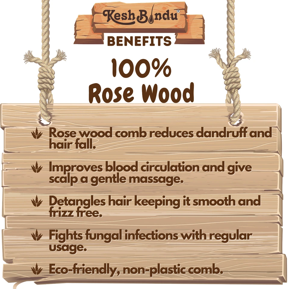 Neem Wooden Comb Wide Teeth for Healthy & Dandruff Free Scalp Massaging Comb - Image 3 of 4