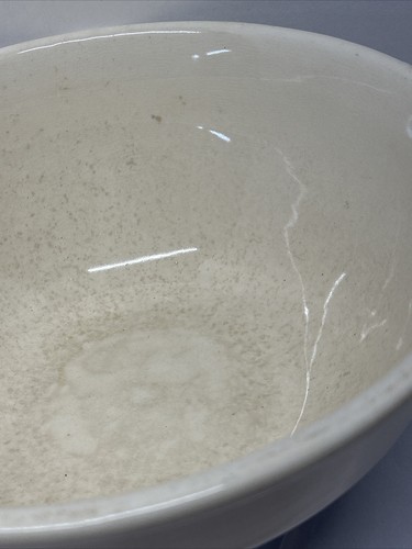 UNIVERSAL POTTERIES NESTING MIXING BOWL 10.5" Blue Ribbed & Ivory 1940s Vintage - Picture 5 of 12
