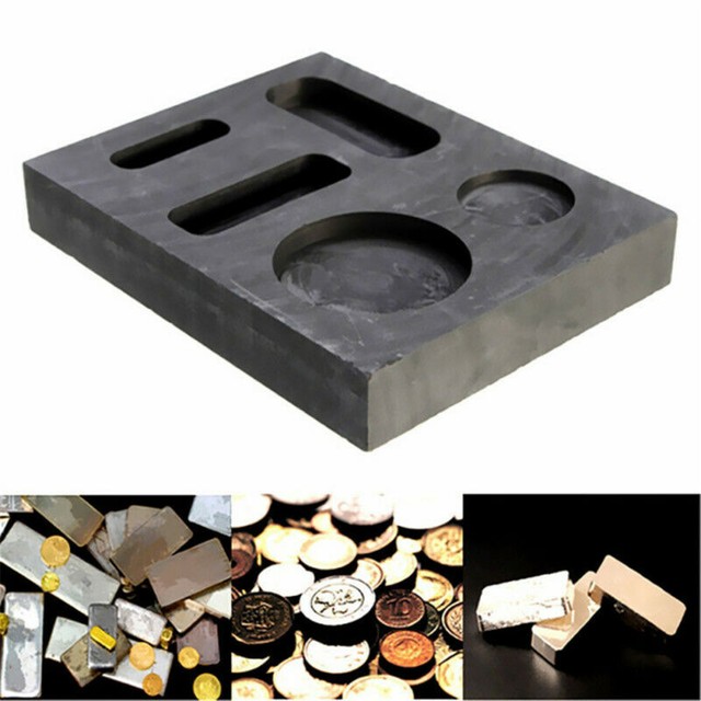Pack of 3 Graphite Ingot Mold Melting Casting Molds Smelting Tool Black