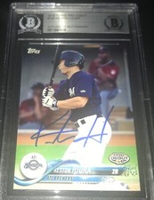 Keston Hiura Brewers SIGNED 2018 Topps Pro Debut BECKETT CERTIFIED #190
