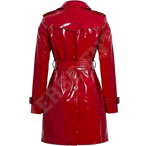 Women PVC Leather Trench Vinyl Shiny Light Weighted Raincoat Stylish Trench Coat - Picture 2 of 4