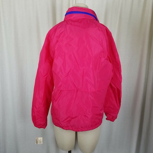 Woolrich Woman Neon Packaway Magenta Windbreaker Jacket Womens M 90s Loud Vtg - Picture 6 of 9