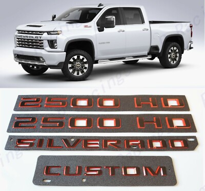 Black Red Doors 2500HD Rear Silverado Custom Emblems 2019+ Silverado 2500 HD