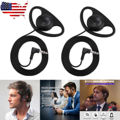 2/4/8Pcs Single Pin D-Shape Headset 3.5mm Jack Listen Only Earphone Earpiece US