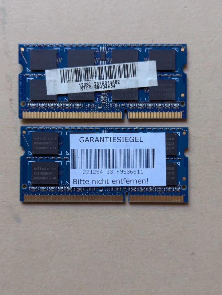 elixir M2S4G64CB8HB5N-CG 2x 4GB DDR3 1333MHz SO-DIMM Arbeitsspeicher RAM Laptop - Bild 2 von 2