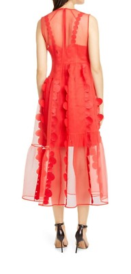 Paskal Laser Cut Circle Organza Midi Dress