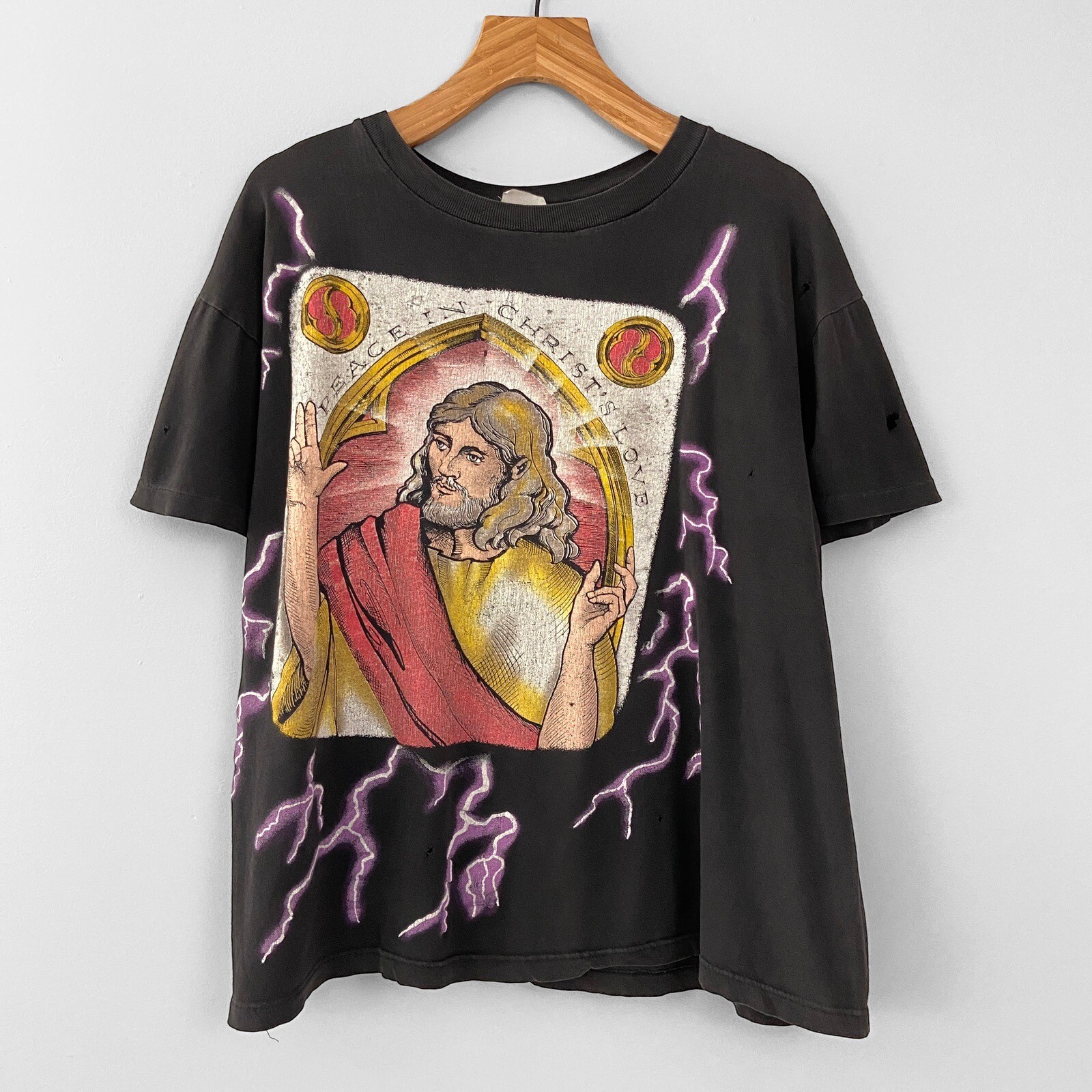 Vintage 90s Jesus Lightning T Shirt American Thun… - image 2