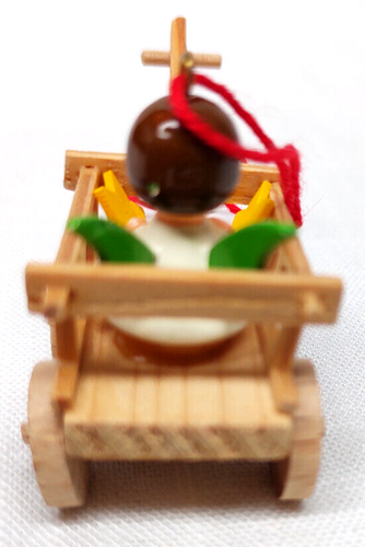 3 divertenti vintage? Ornamenti in legno - Carro di Babbo Natale con sci, Babbo Natale in bicicletta, carro angelo - Foto 16 di 19