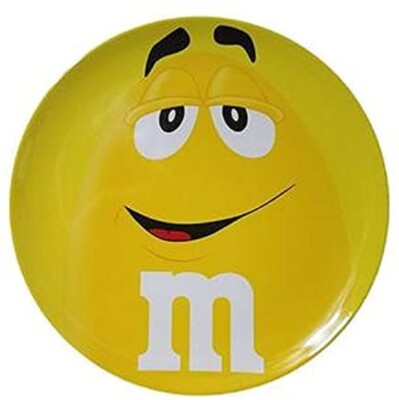 M&M's Big Face Dinner Plate YELLOW Character Melamine 9'' Diameter New