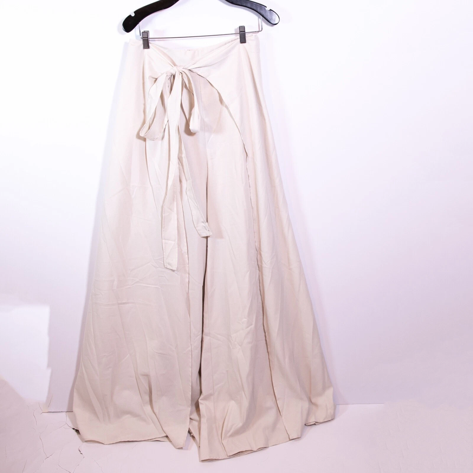 Andrea Iyamah Thema Cotton Blend Wide Leg Wrap Sarong Casual Pants Ivory Medium