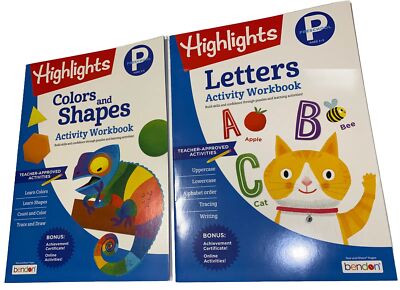 HIGHLIGHTS PRESCHOOL (2) Books 3-5 Letters, Colors & Shapes New Homeschooling