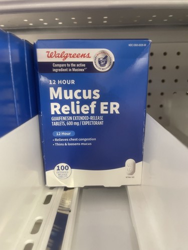 (2) Walgreens Mucus Congestion Relief ER 600 mg 12 Hour 100 Tablets Exp 12/25