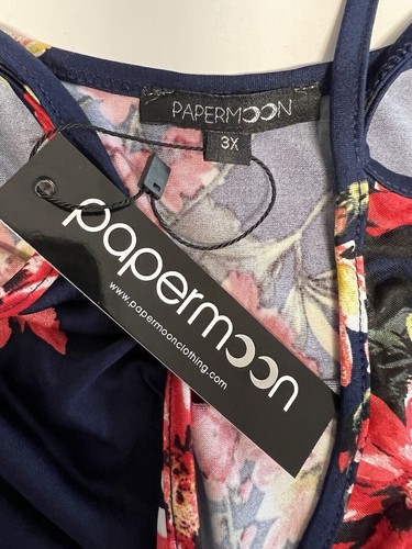 Papermoon Basima Back Detail Knit Top~Size 3X~Navy Floral Stitch Fix Tank - Picture 8 of 10