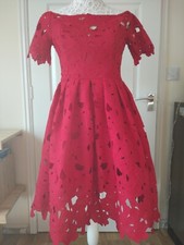 Christmas,  Party Fit  And Flare Dress Red Lace 
