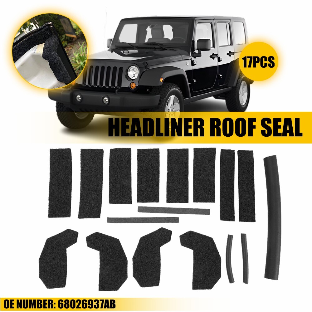17PCS Hardtop Headliner Roof Seal Kit Accessories For 2018 Jeep Wrangler JK