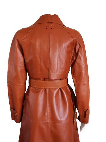 🌟MAX MARA Lamb LEATHER Trench Coat US 2_ IT 36_ DE 32_ GB 4_ FR 34 - Picture 15 of 24