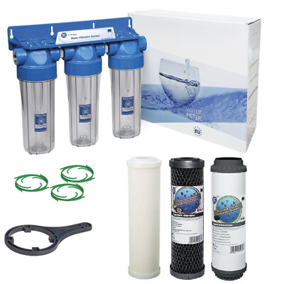 Aquafilter 3 Stufen Keramik Wasserfilter & Entchlorer Chlorentfernung 10''