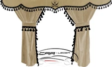 Truck curtains curtains beige black 6 pieces suitable for Scania 124 Scania R S P 