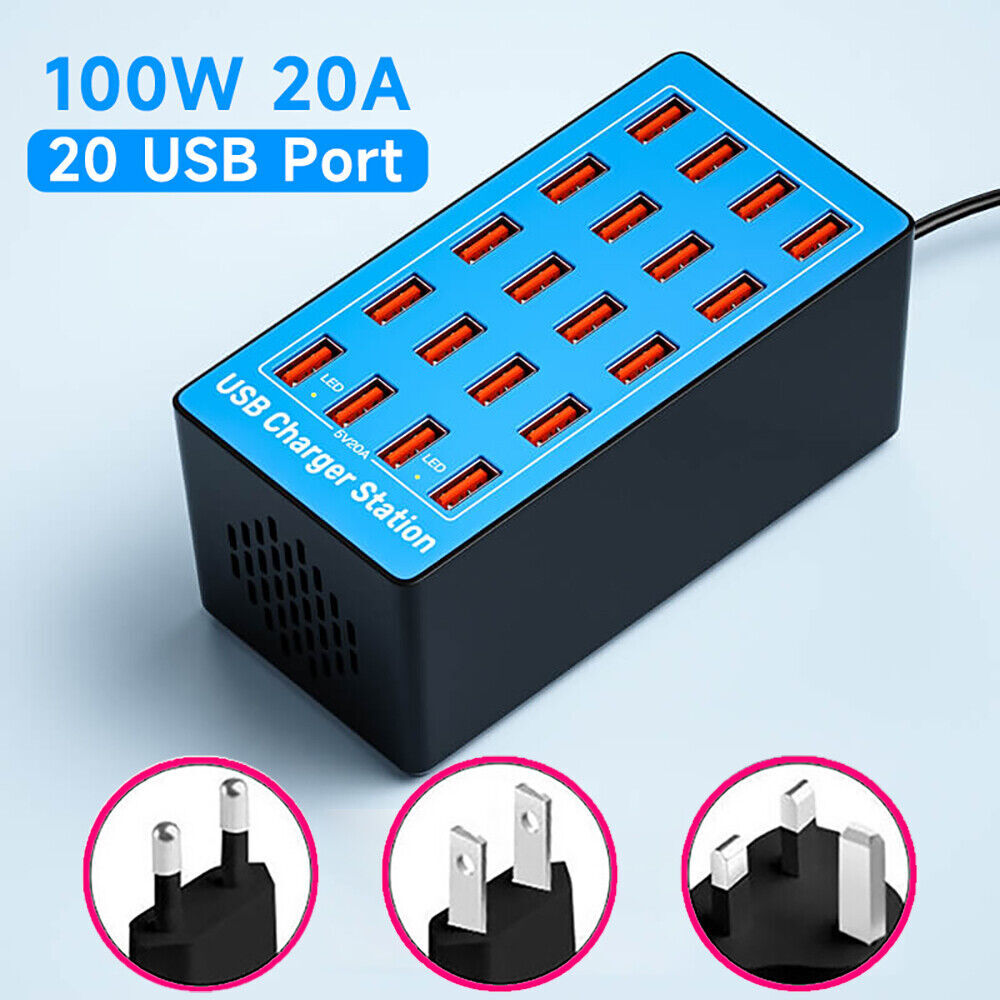 40-Port Fast USB Charging Station for iPhone Android Phones Desktop or Travel