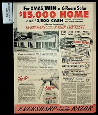 1947 Eversharp Schick Injector Razor Solar Home Contest Vintage Print Ad 30101