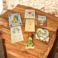 7 Vtg Valentines Day Cards Postcards Ephemera Crafting Junk Journaling Decor SEE