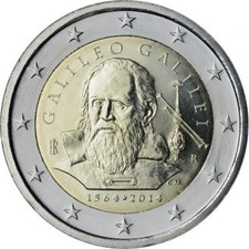 Italy 2014 year UNC coin  2 euro  the birth of Galileo Galilei