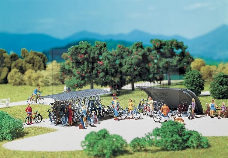 FALLER 180584 - Kit 2 parcheggi per biciclette con tettoia. Scala H0 1:87