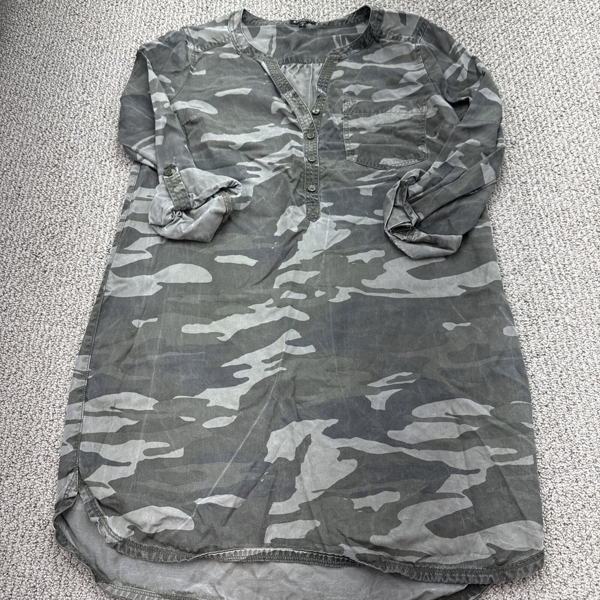 Express Camo Shirt Dress Womens Small Green Camouflage Long Tunic Top  Street M