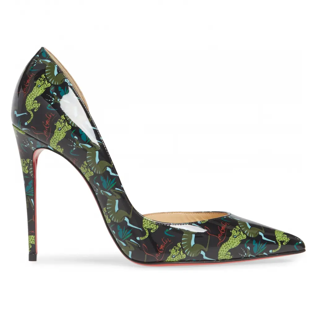 Christian Louboutin Iriza 100 Black Green Patent Jungle Sandal