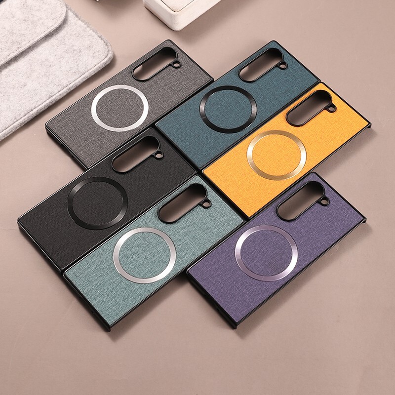 Magnetic Cloth Pattern Shockproof Back Case For Samsung Galaxy Z Fold 6, 5, 4 ,3-image