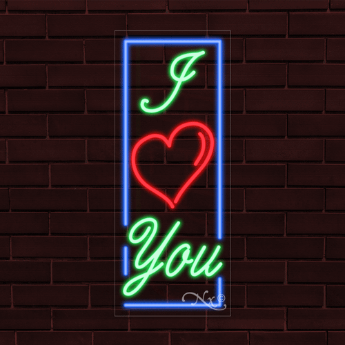 NEW "I LOVE YOU" w/BORDER VERTICAL 30x12x1 INCH LED FLEX INDOOR SIGN 31577 - Picture 1 of 1