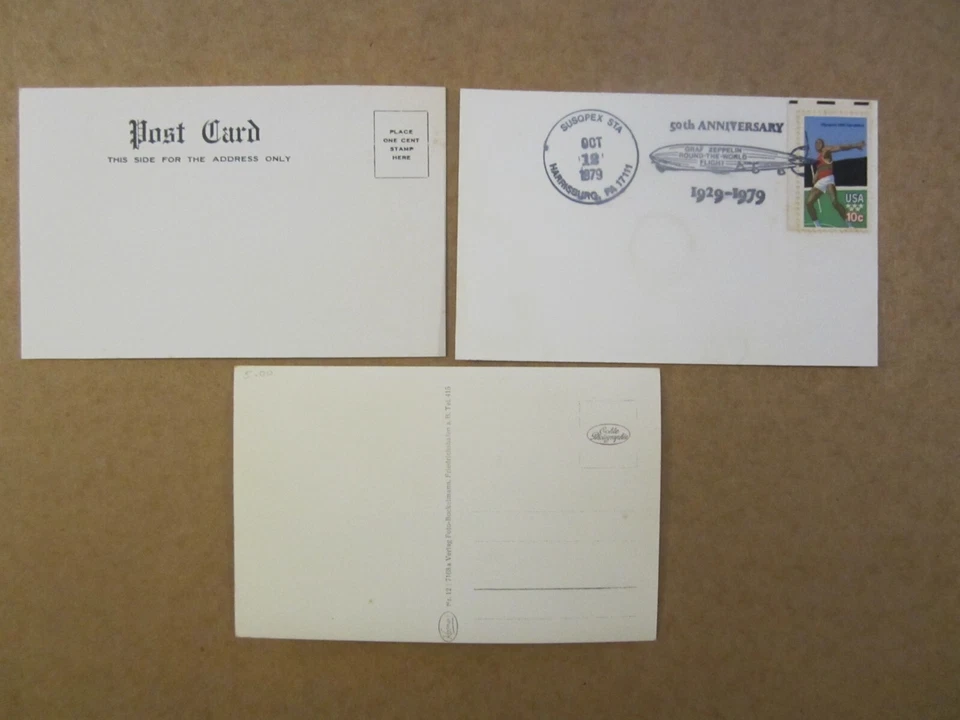 3 postales vintage de Alemania Graf Zeppelin RPPC una con sello Foto 3 de 4